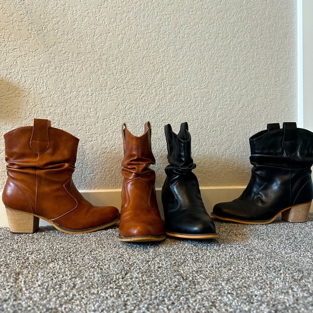 Rollda Cowboy Ankle Boot in Cognac Brown 
Size 6